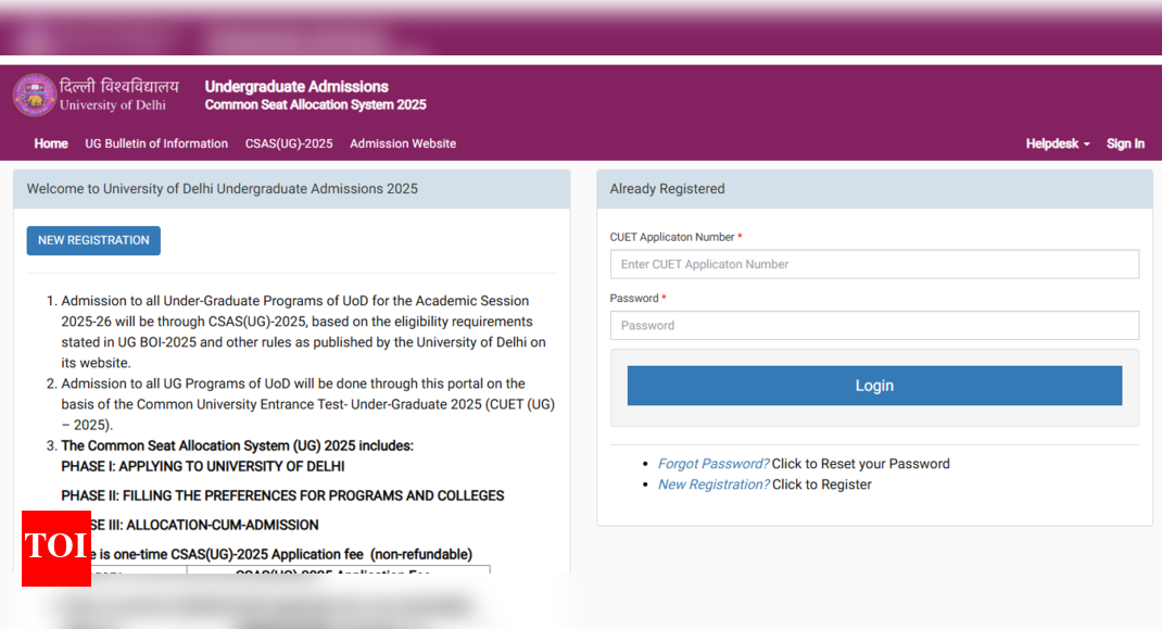 Delhi University UG Admissions 2025: CSAS Phase 2 registration window opens, Check direct link to download here