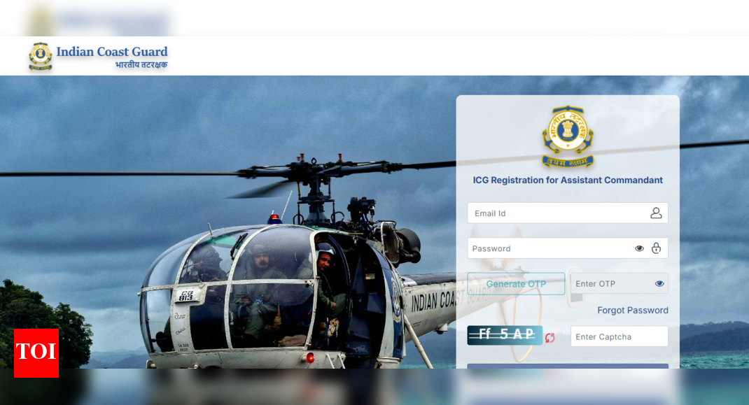 Indian Coast Guard Assistant recruitment 2025 application window opens: Direct link to apply and other key details here – Times of India