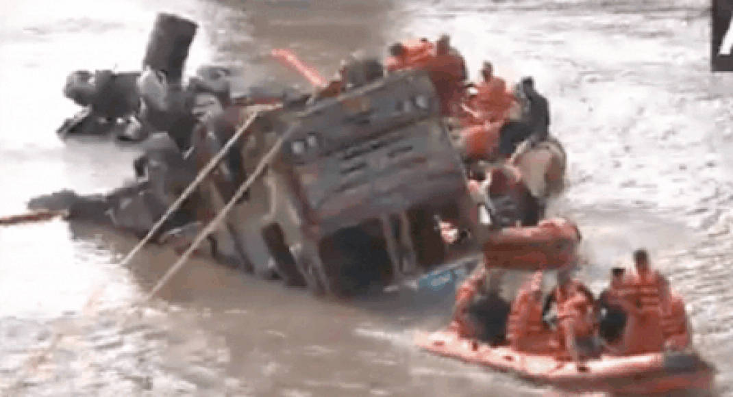 Watch: Rescue teams try to pull out truck after Gujarat bridge collapse; 10 dead, several injured