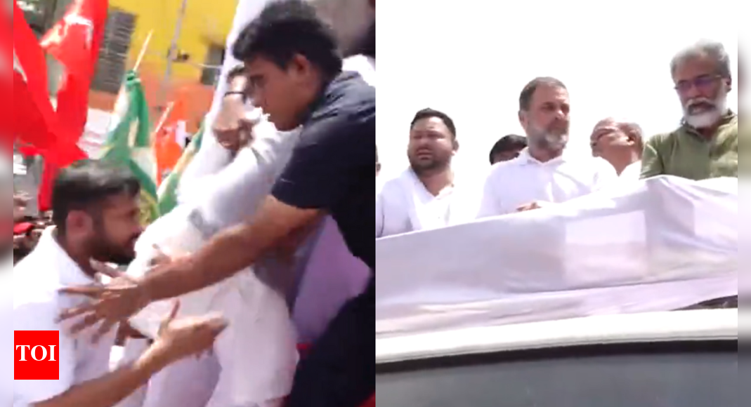 Snubbed? Security stops Pappu Yadav, Kanhaiya from entering Rahul, Tejashwi’s van - Watch