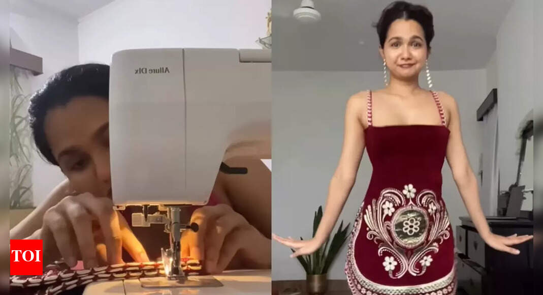 Content creator designs viral dress with sofa cover