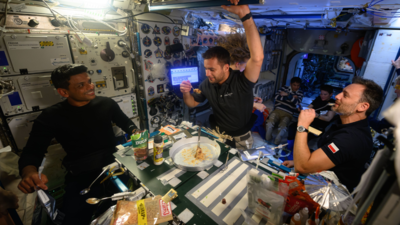 (Picture source: Axiom-4) Shrimp cocktails, crackers & more: Astronaut Shubhanshu Shukla's joyful dinner on space station; see pics