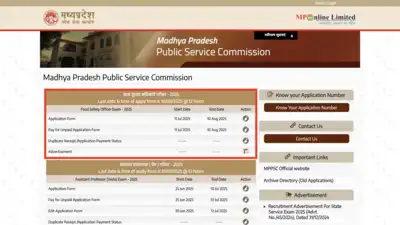 MPPSC recruitment 2025: Registration begins for Food Safety Officer posts at mppsc.mp.gov.in, direct link to apply here