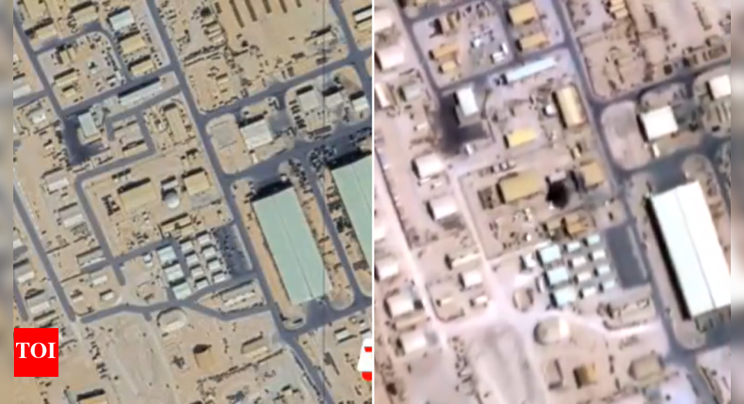Video: Iran destroys US communication Radome in Qatar; satellite imagery shows possible strike impact – Times of India