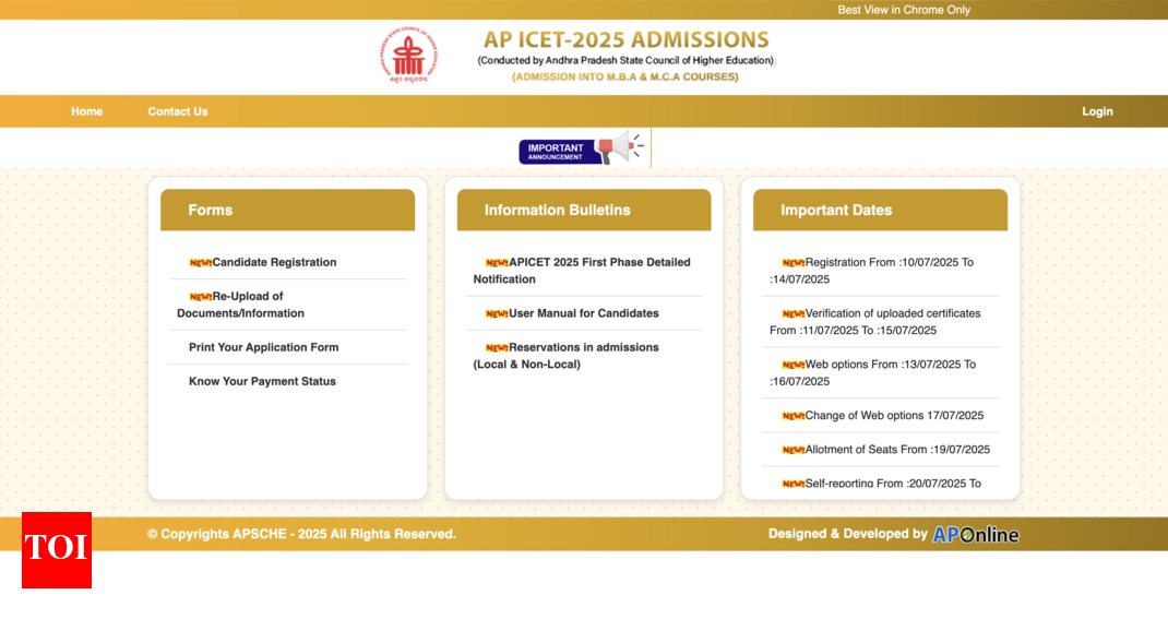 AP ICET counselling 2025 registration begins for Phase 1: Check direct link to apply here – Times of India