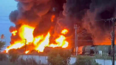  Diesel tanker on freight train goes up in flames near Thiruvallur; services suspended