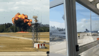  Plane crashes moments after takeoff at London airport; massive fireball caught on cam