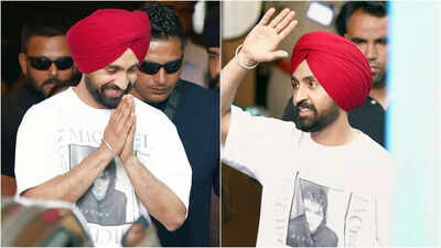 Diljit Dosanjh makes his first public appearance amid Sardaar Ji 3 row, greets paps at Mumbai airport in style