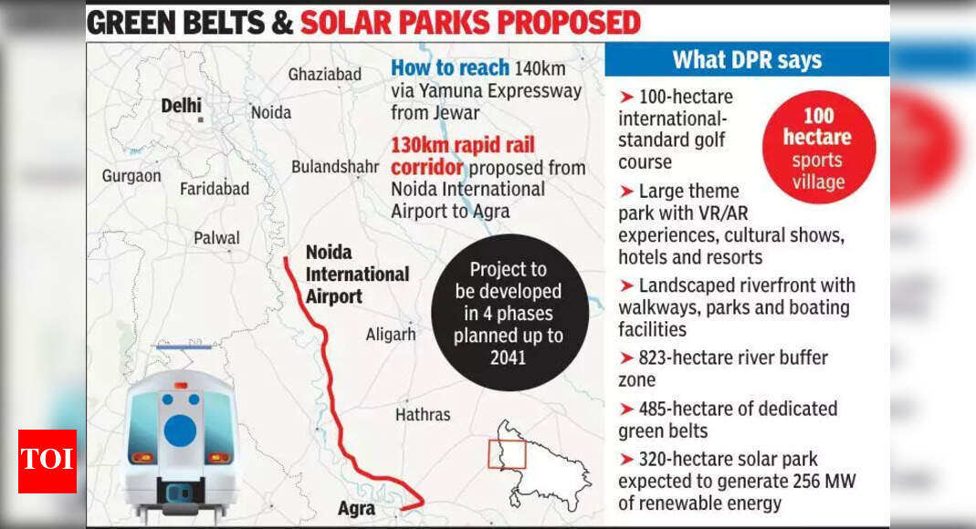 Golf course, sports village, theme park and a riverfront in New Agra ...