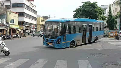 City bus gets stuck in pothole, exposes crumbling roads