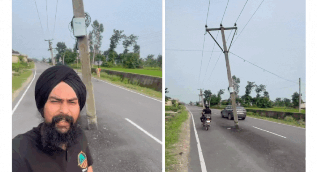 Testing driving skills? Bizarre video shows electricity poles erected in the middle of road in Himachal Pradesh