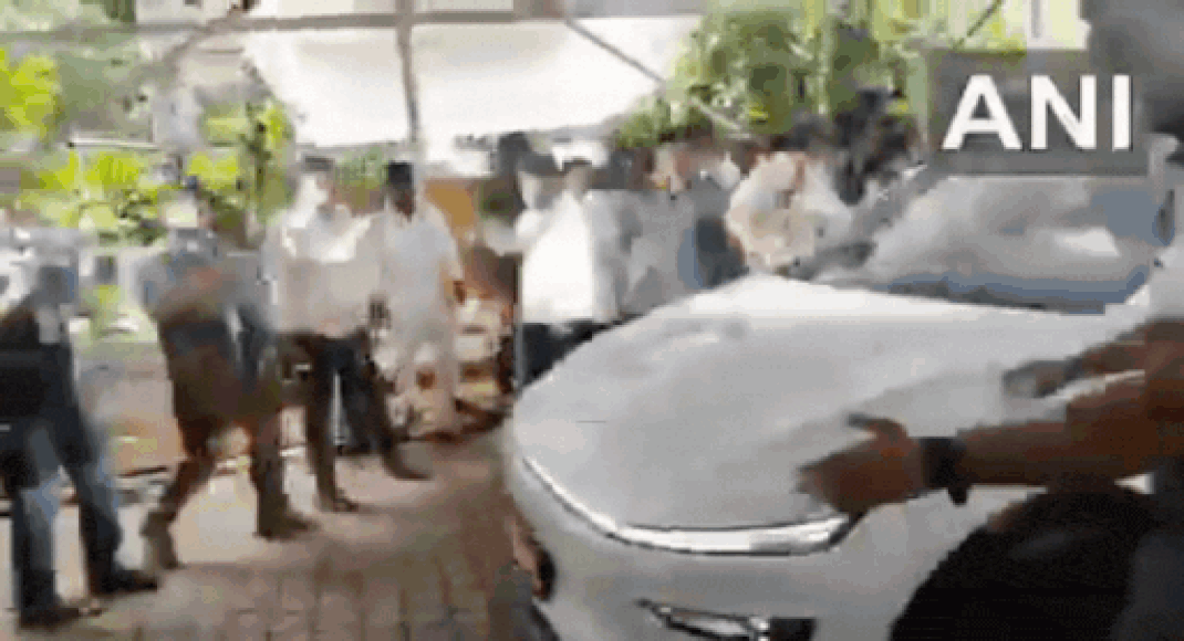 Watch: Maharashtra deputy CM Eknath Shinde rides Tesla outside Vidhan Sabha