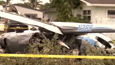 Florida plane crash caught on CCTV: Cessna hits tree, bursts into flames; locals rescue 4 onboard