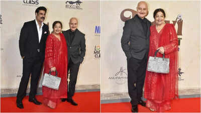 Kirron Kher makes rare red carpet appearance with Anupam Kher at 'Tanvi The Great' screening - See photos