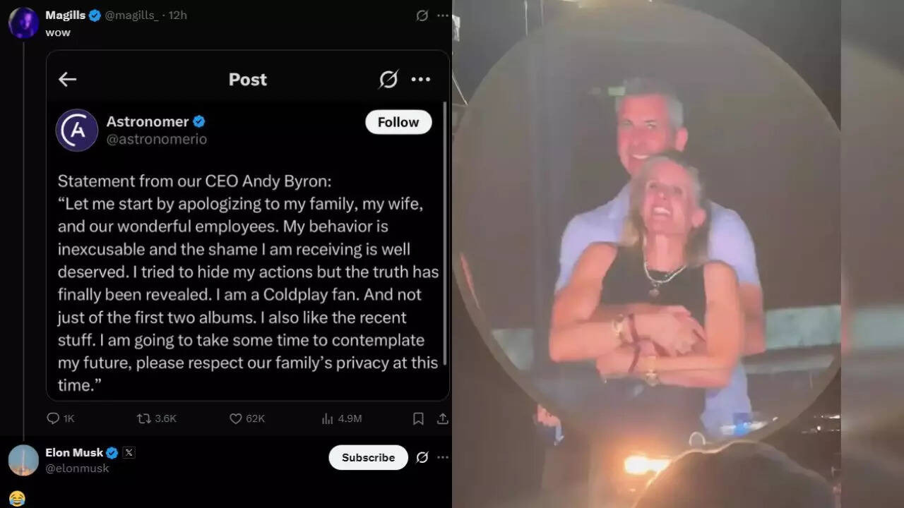 Elon Musk joins the Coldplay 'kiss cam' gossip, laughing off Astronomer CEO  Andy Byron's apology | - Times of India