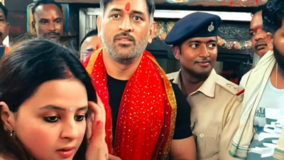 Watch: MS Dhoni visits Ranchi’s Maa Dewri Temple, shares heartwarming moment with Ziva and Sakshi