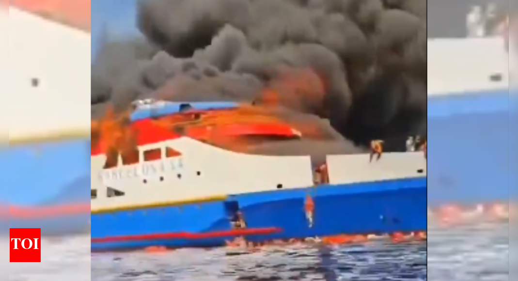 Watch: Blaze engulfs packed Indonesian ferry; passengers forced to jump into sea
