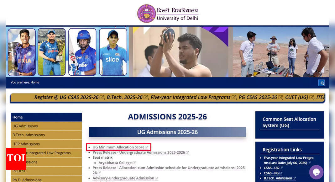 DU UG admission 2025: First seat allotment list released for 71,624 ...