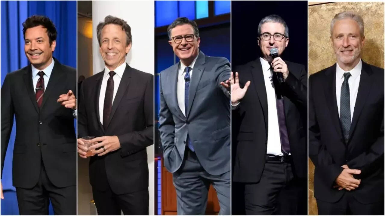 The Late-Night Solidarity: Jimmy Fallon, Seth Meyers, John Oliver, Jon  Stewart, and more rally at The Late Show to back Stephen Colbert | - Times  of India