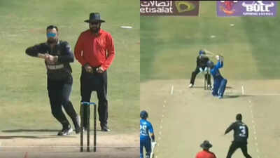Son schools father! Mohammad Nabi's ball sent into orbit by Hassan Eisakhil – Watch