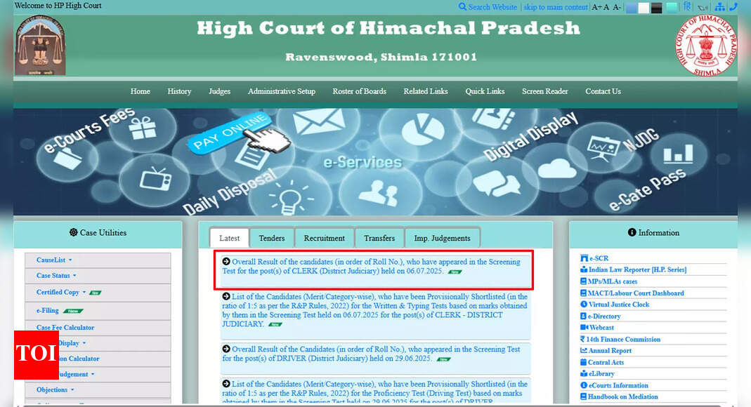 HP High Court clerk result 2025 out at highcourt.hp.gov.in – 32,079 candidates shortlisted