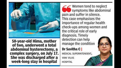 Bengaluru woman ignores abdominal pain for 6 months, goes under knife for 7.4kg uterine fibroid