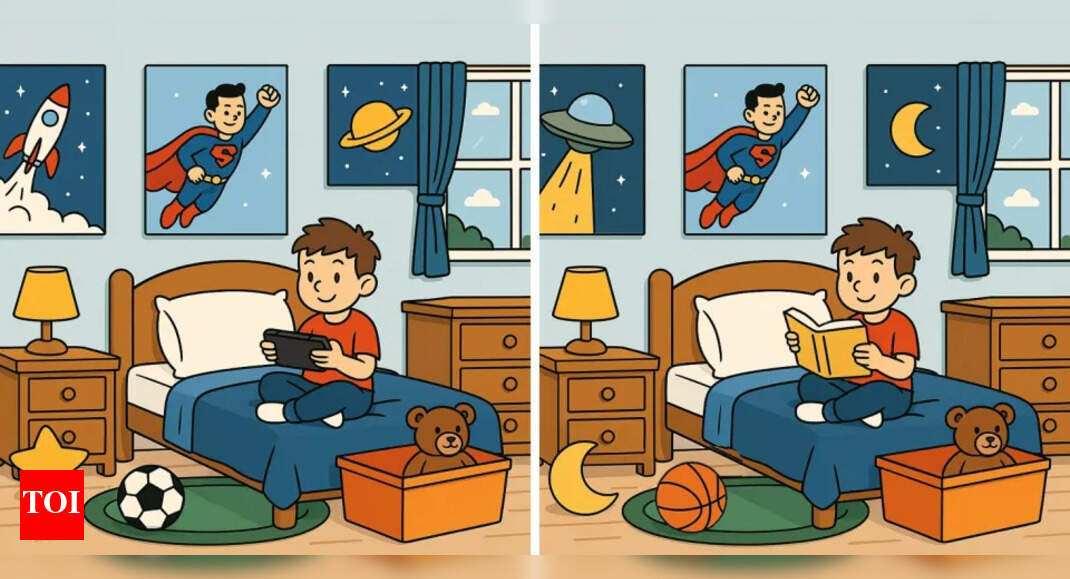 Optical illusion: Only a person with excellent eyesight and creative thinking can spot all 5 differences in the boy's room in 10 seconds