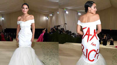 Tax the Rich': AOC flouted House Rules in 2021 Met Gala, accepted gifts,  gave boyfriend free ticket - The Times of India