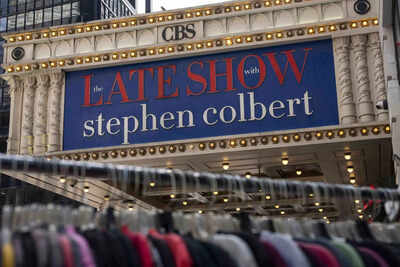 'We're with Colbert': Few protesters gather in support of 'The Late Show'; then leave within minutes