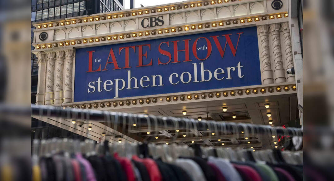 'We're with Colbert': Few protesters gather in support of 'The Late Show'; then leave within minutes