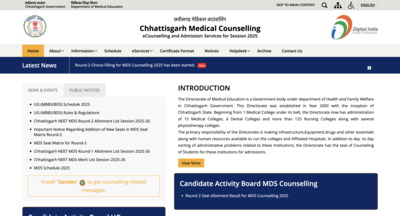 Chhattisgarh NEET UG counselling 2025 registration begins at cgdme.in: Check direct link to apply here