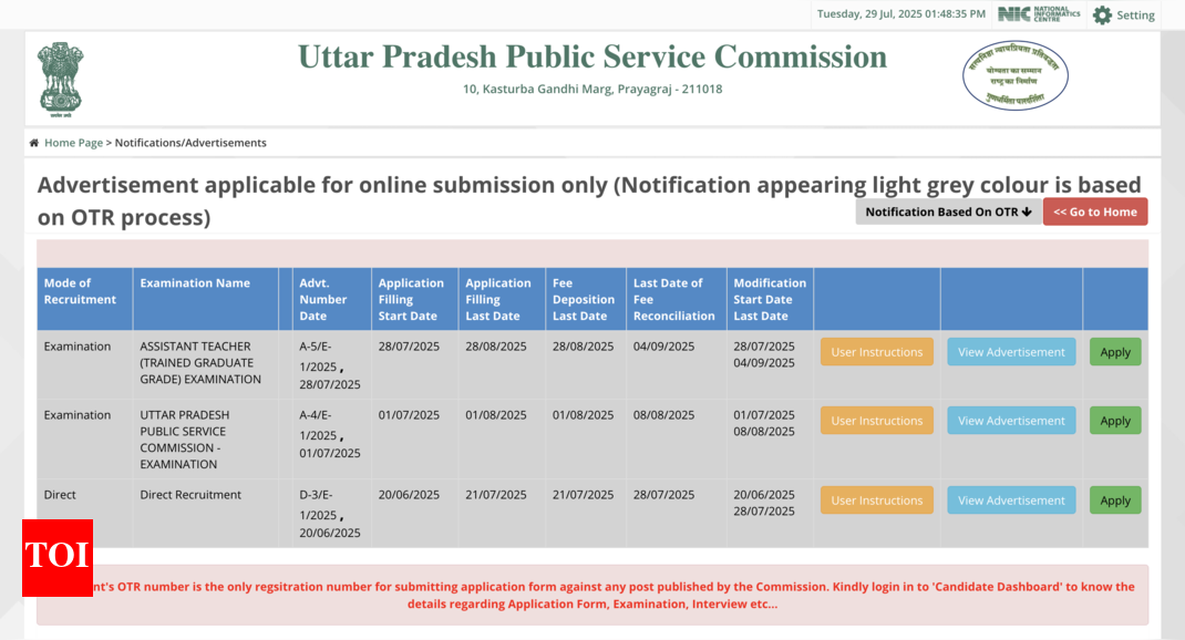 UPPSC recruitment 2025: Registration begins for 7,466 TGT posts at uppsc.gov.in, check direct link to apply here