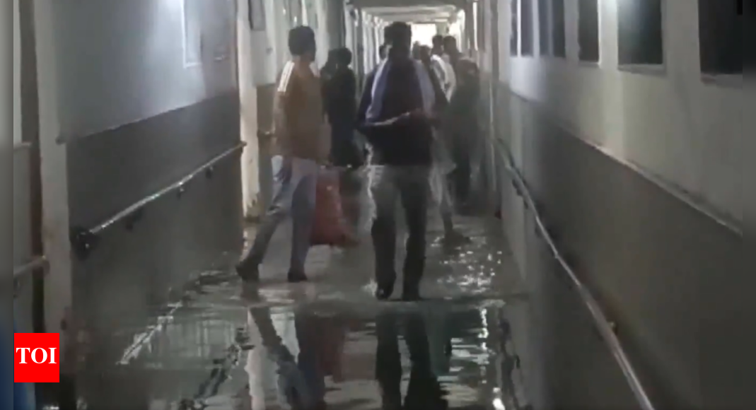 Watch: Patients wade through ankle-deep water as rain floods Delhi’s Safdarjung Hospital