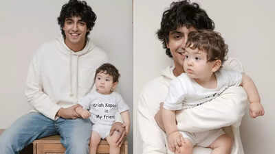 'Saiyaara' star Ahaan Panday's nephew River poses as his cutest fan; melts hearts in ‘Krish Kapoor is my friend’ T-shirt, and the internet can't get enough