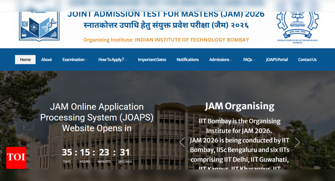 IIT JAM 2026 portal launched, registration begins September 5 at jam2026.iitb.ac.in: Check details here