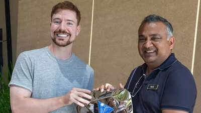 MrBeast hits 400 million subscribers on YouTube; shares photo with CEO Neal Mohan gifting him custom…