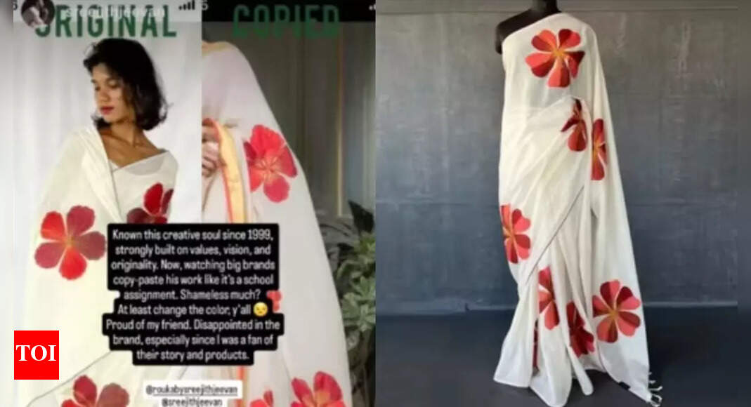 Did saree label ‘Suta’ copy a design from ‘Rouka’? Designer Sreejith Jeevan calls out the brand for copying his design – Times of India
