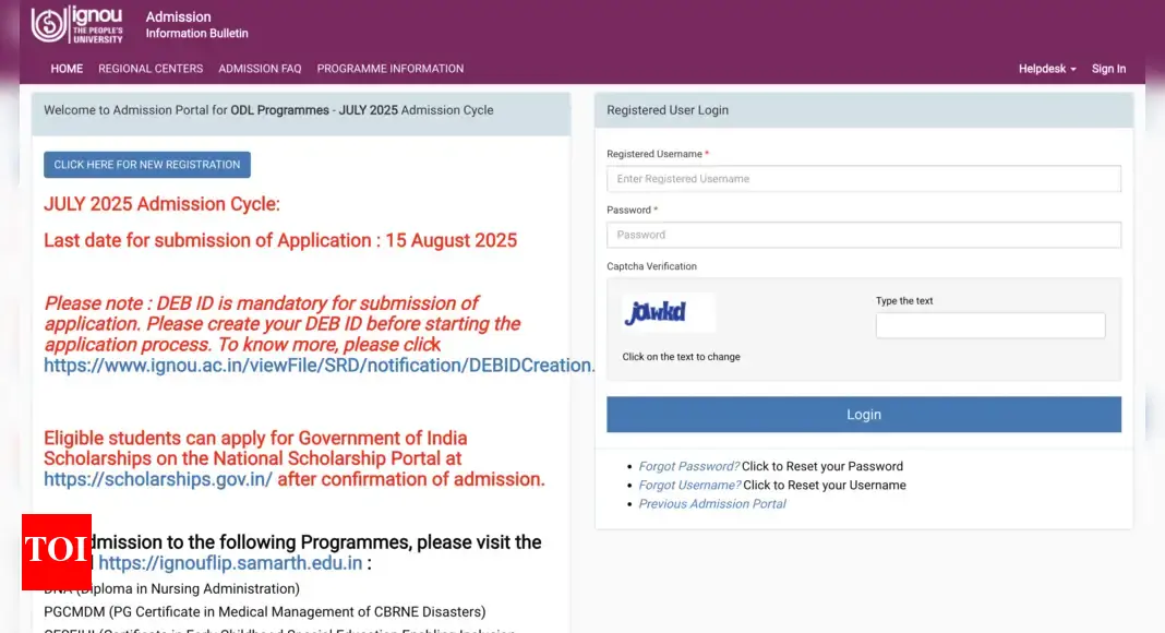 IGNOU July 2025 registration deadline extended again: Check new date, direct link, and steps to register here 