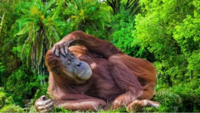  Only an animal lover can spot the hidden glasses around this cute orangutan in just 10 seconds