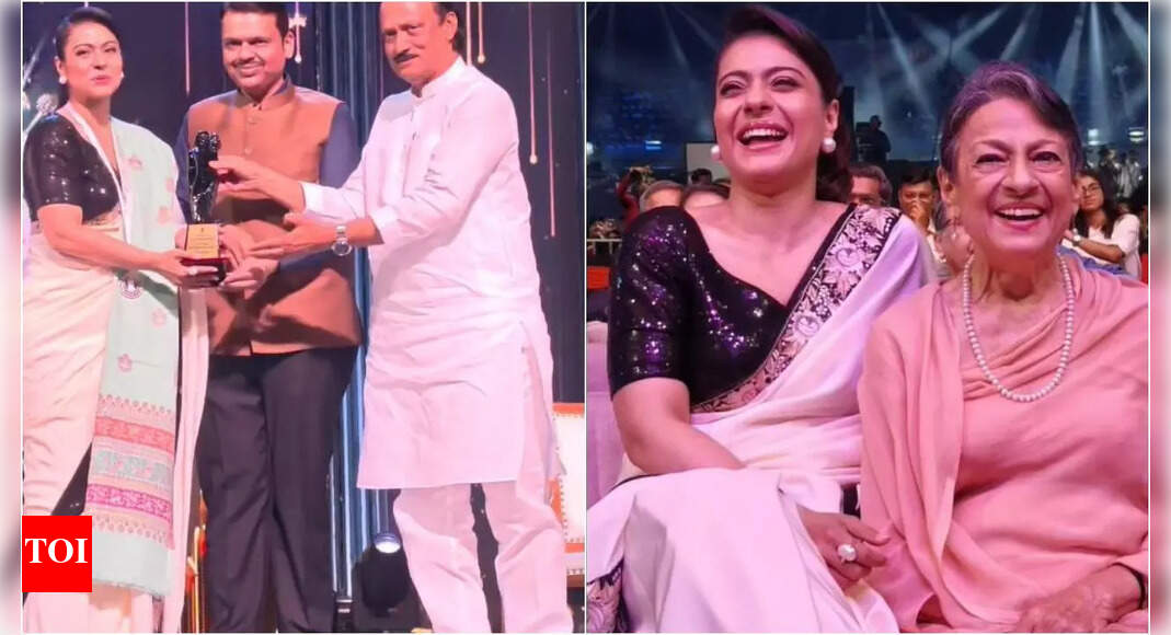 Kajol receives Raj Kapoor Award on her 51st birthday, wears mother Tanuja’s saree, delivers speech in Marathi: ‘Walking the same stage my mother once did’ | Hindi Movie News – Times of India