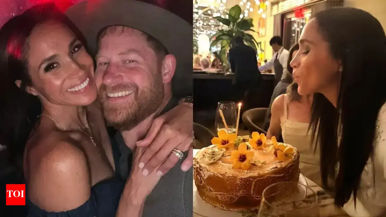 Meghan Markle shares glimpse of her 44th birthday celebration, thanks  Prince Harry for making it 'special': 'Blowing out the candles…' | - Times  of India