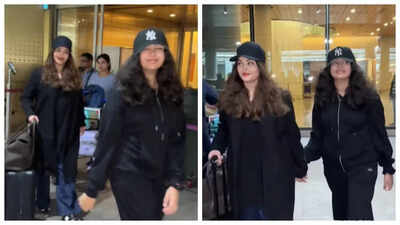 Aishwarya Rai and Aaradhya Bachchan TWIN on return from family getaway; Abhishek Bachchan charms with gentlemanly gesture - WATCH
