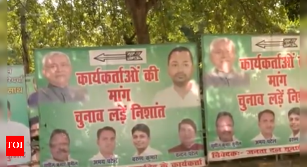 Bihar polls: JD(U) workers urge Nitish Kumar's son to contest; erect posters outside party office