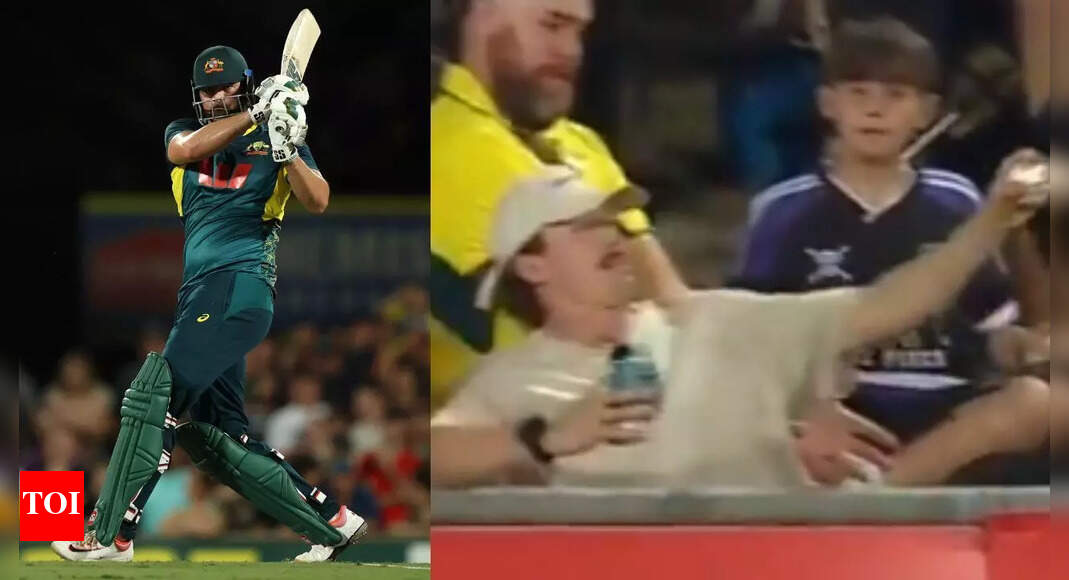 Spectator makes incredible one-handed catch as Tim David smashes Corbin Bosch for six - Watch