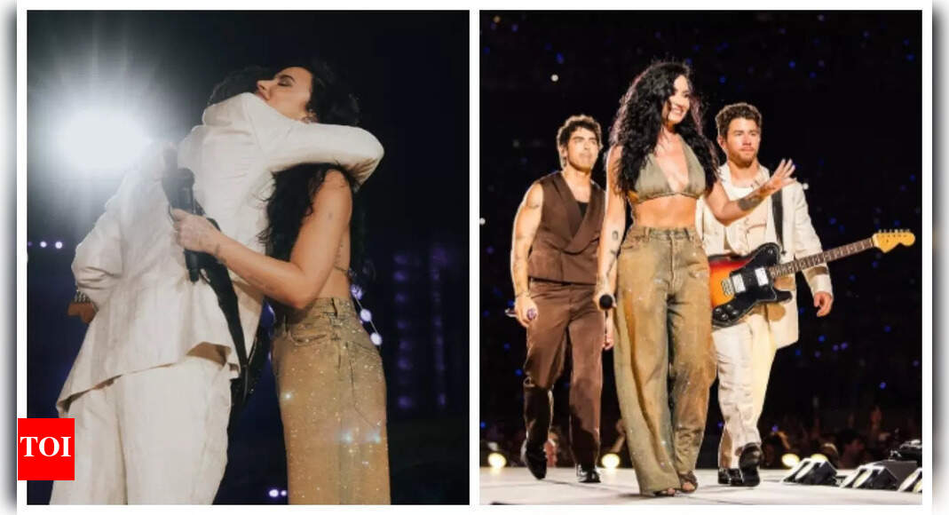 Have Nick Jonas and Demi Lovato buried the hatchet? ‘Camp Rock’ fans get emotional as singers hug it out post Jonas Brothers show: PICS |