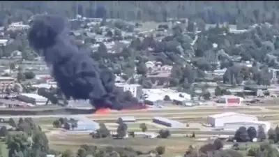  Plane carrying 4 crashes at Montana airport; large fire erupts