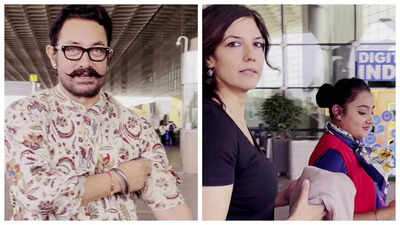 Aamir Khan is all smiles as he jets out of city with girlfriend Gauri Spratt ahead of 'Coolie' release