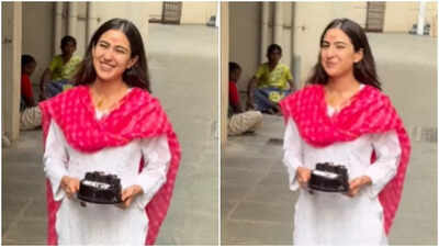 Sara Ali Khan celebrates birthday with paparazzi, cuts cake and shares joyful moments - WATCH VIDEO