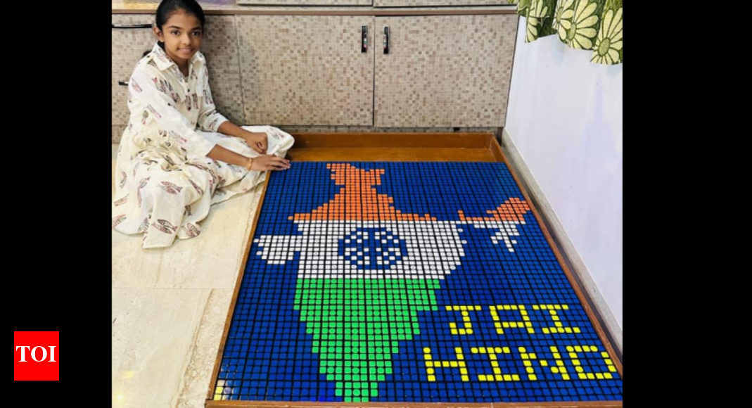 Coimbatore girl creates tricolour map of India with 228 Rubik's cubes