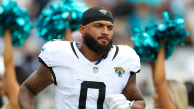 Gabe Davis seated like a free agent–whether it was for the NFL or a podcast appearance